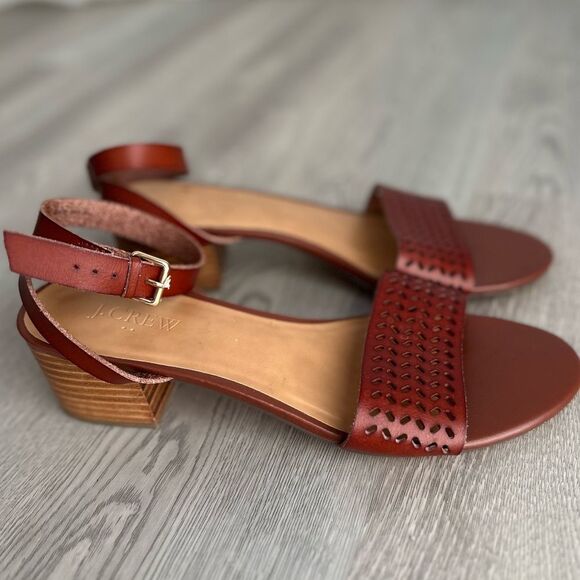 J. Crew Leather Perforated Sandals 9.5 - Picture 1 of 9